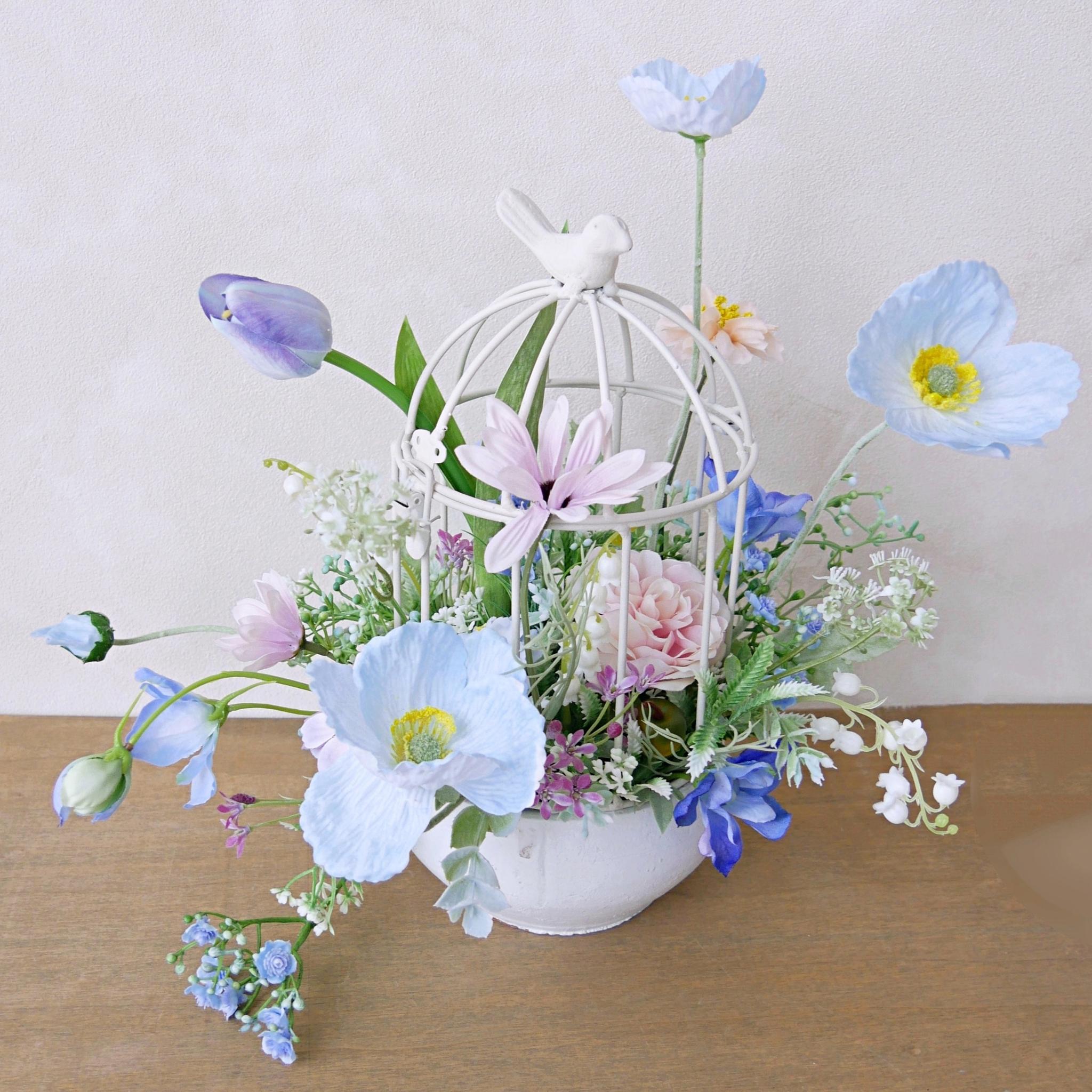 【3/30(月)まで受付】芽吹きの物語｜ナチュラルガーデンアレンジ｜母の日ギフト｜造花｜鳥かごアレンジ